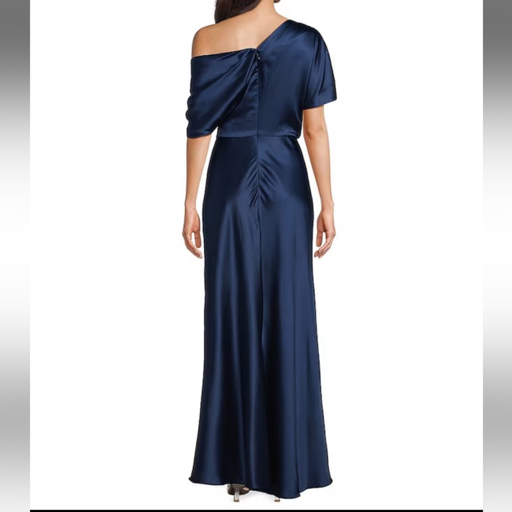 Alex Marie Brand Midnight Navy Blue One Shoulder Long Dress Size 16 - Picture 2 of 10